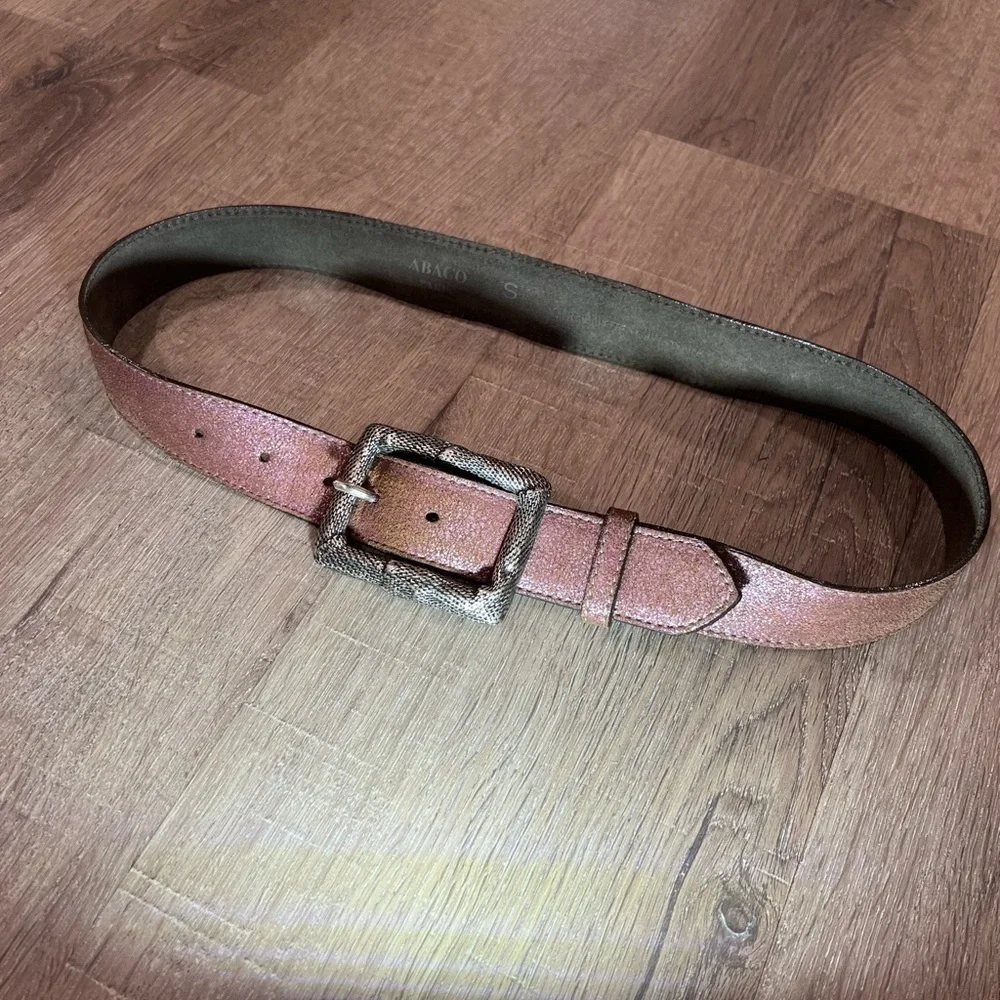 ABACO Paris Leather Size Small Belt Silver Made in Italy Clasp Buckle Vintage